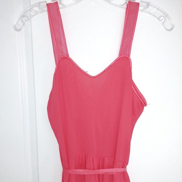 Gossard Artemis‎ Coral Chemise Slip Gown Waist Tie Floral Midi Vintage 60s S - Picture 8 of 10